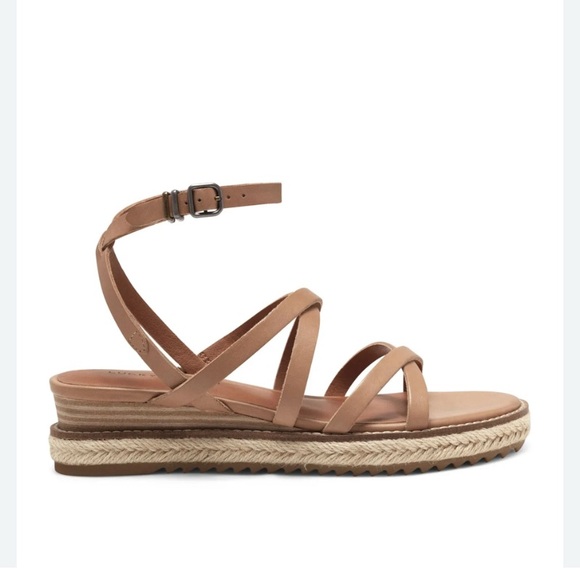 NEW Lucky Brand Nemelli Sandals Size 9.5 M 41 Leather and Jute Ankle Strap - Picture 1 of 7
